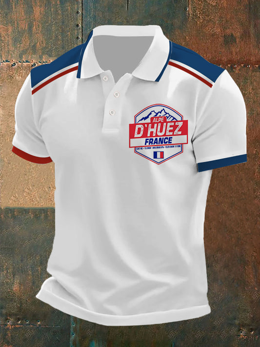 Polo à manches courtes imprimé French Vintage pour homme