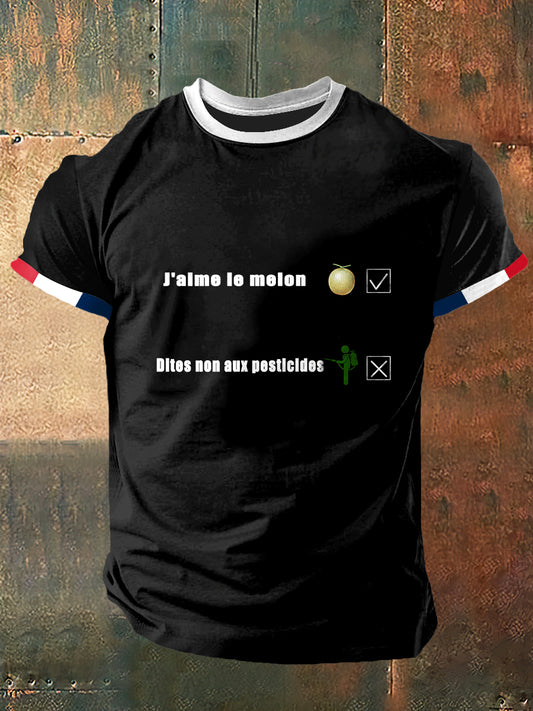 Comme les melons disent non aux pesticides Imprimer Vintage Fashion T-shirt à manches courtes
