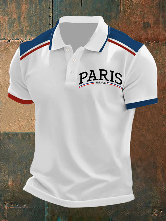 Polo à manches courtes imprimé French Vintage pour homme