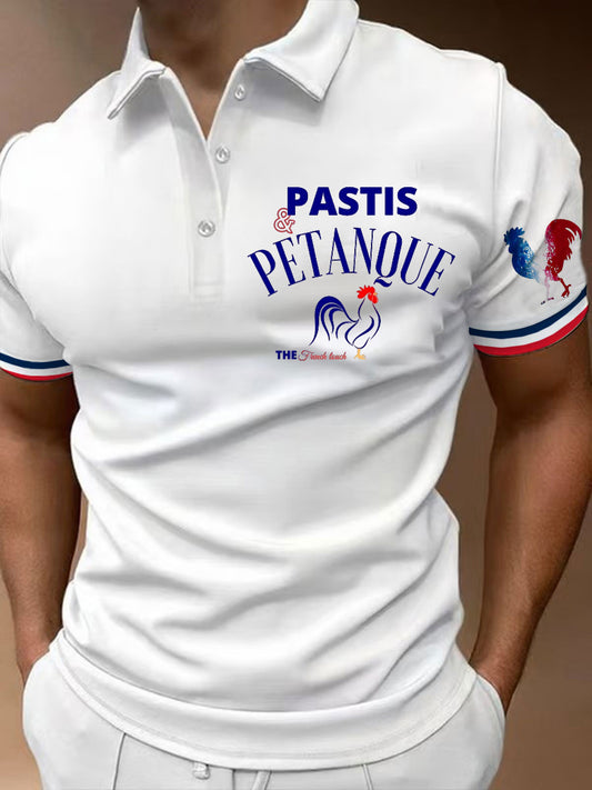Polo à manches courtes imprimé French Vintage pour homme