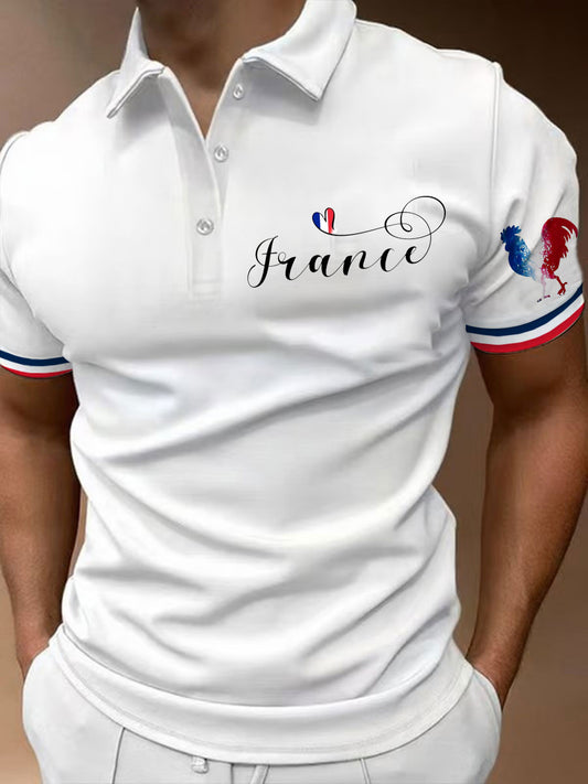 Polo à manches courtes imprimé French Vintage pour homme
