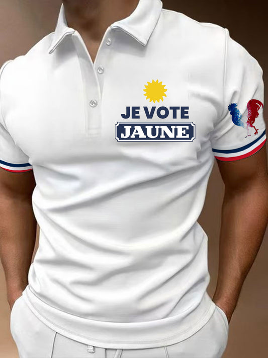 Polo à manches courtes imprimé French Vintage pour homme