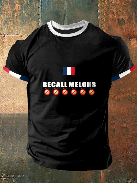 Ban Melon Imprimer Vintage Fashion T-shirt à manches courtes pour hommes