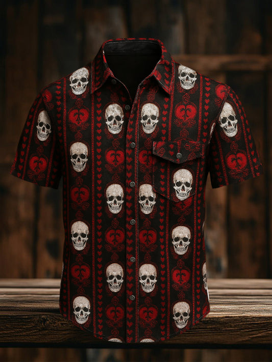 Retro Punk Pattern Casual Chemise à manches courtes pour hommes