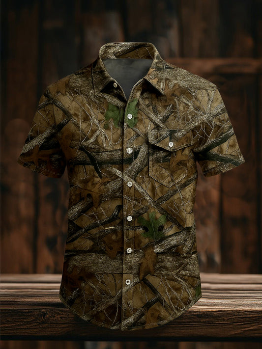 Retro Vacation Business Style Casual Chemise à manches courtes pour hommes