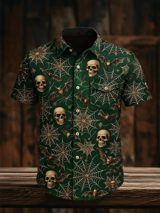Retro Punk Pattern Casual Chemise à manches courtes pour hommes