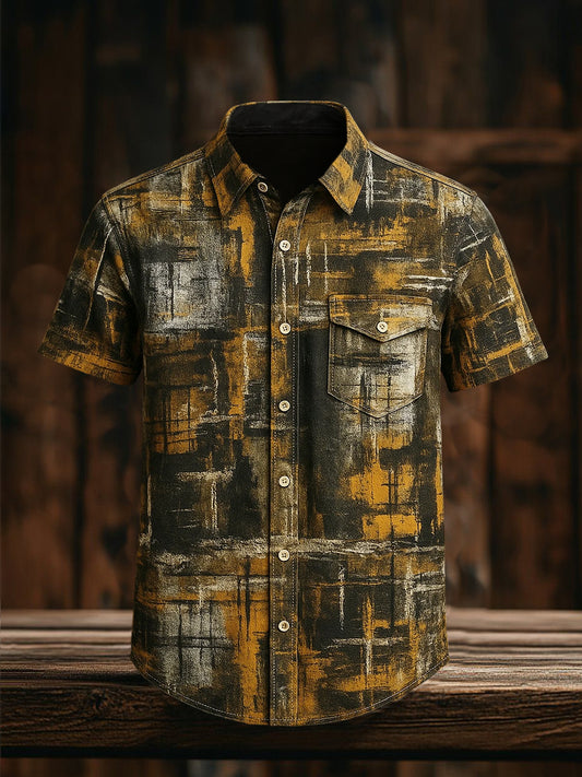 Retro Vacation Business Style Casual Chemise à manches courtes pour hommes