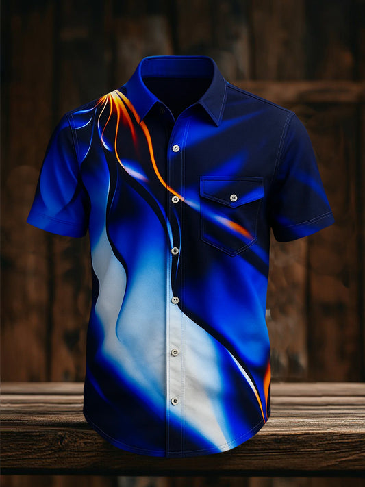 Retro Vacation Business Style Casual Chemise à manches courtes pour hommes