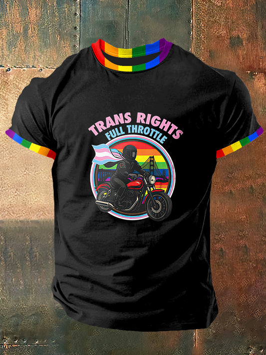 Trans Rights Full Throttle Imprimer Vintage Fashion T-shirt à manches courtes