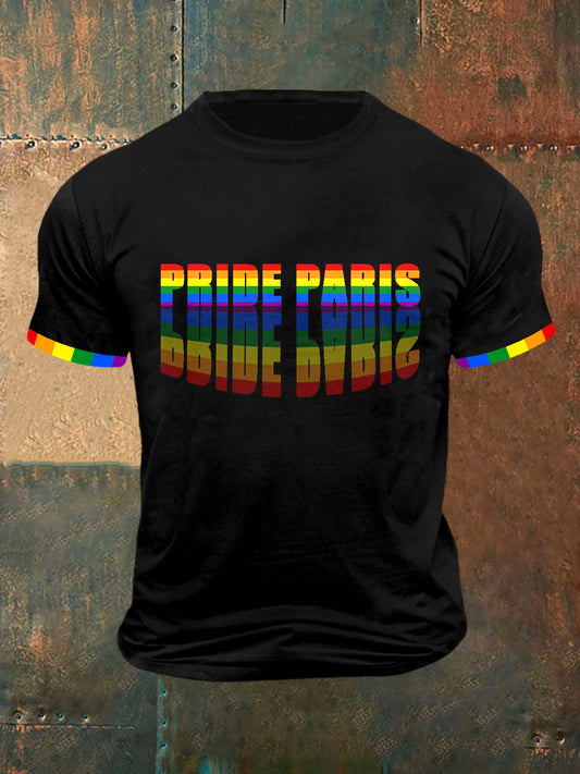 T-shirt à manches courtes Pride Paris Print Vintage Fashion pour hommes