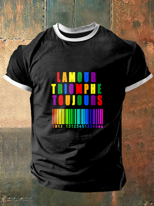 T-shirt à manches courtes Lamour Triomphe Toujours Print Vintage Fashion Homme
