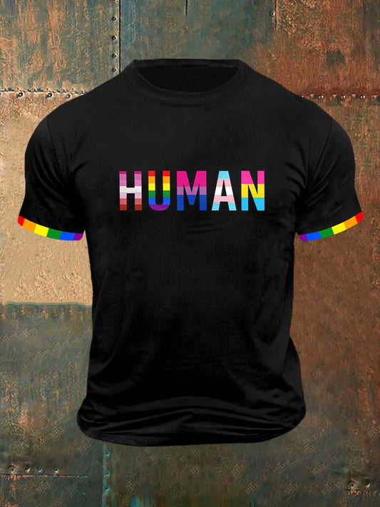 Human Print Vintage Fashion T-shirt à manches courtes pour hommes