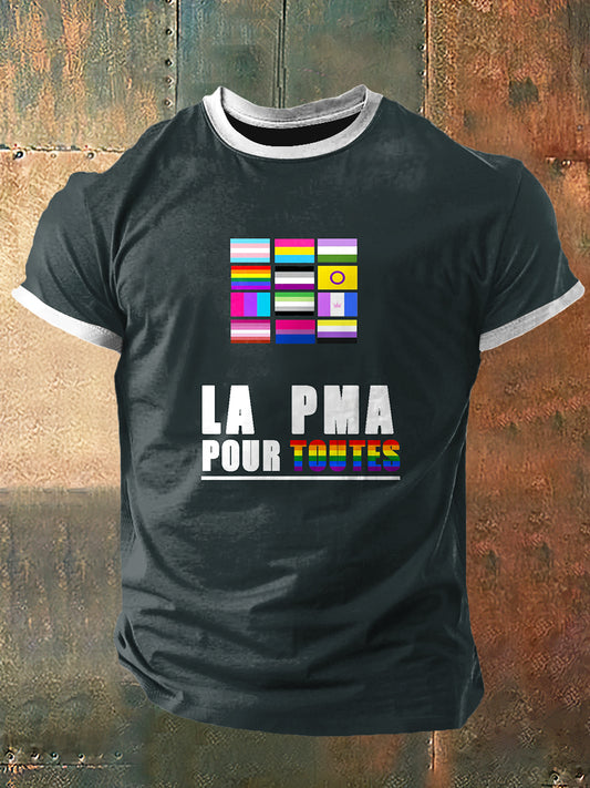 T-shirt à manches courtes La PMA Pour Hommes Print Vintage Fashion