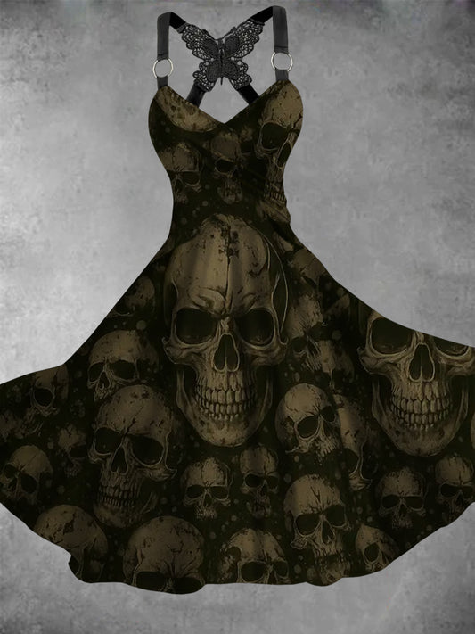 Robe décontractée vintage Skull Art pour femmes