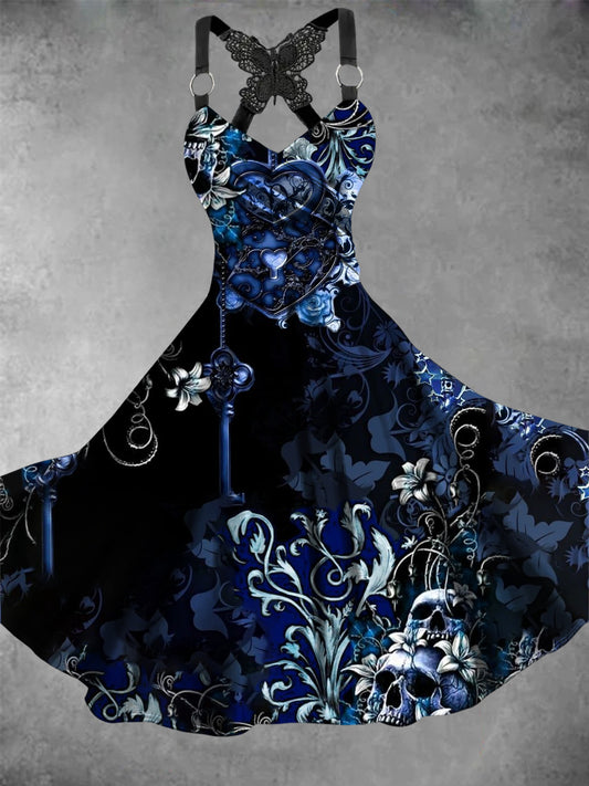 Vintage Skull Floral Art Robe décontractée pour femmes
