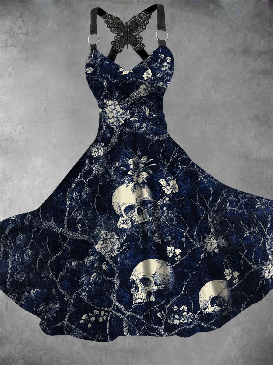 Robe décontractée vintage Skull Art pour femmes