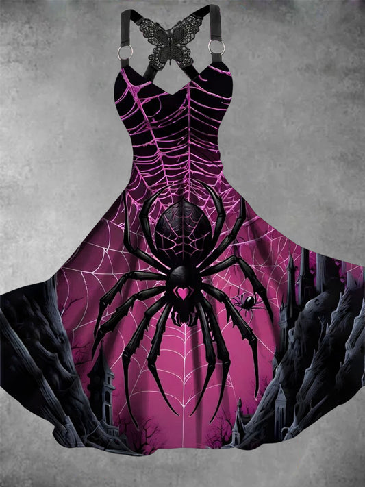 Robe décontractée Vintage Spider Art pour femmes