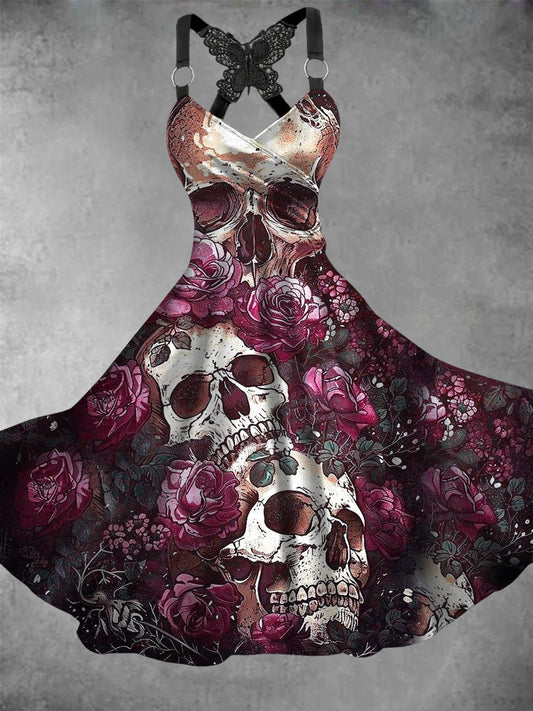 Robe décontractée vintage Skull Art pour femmes