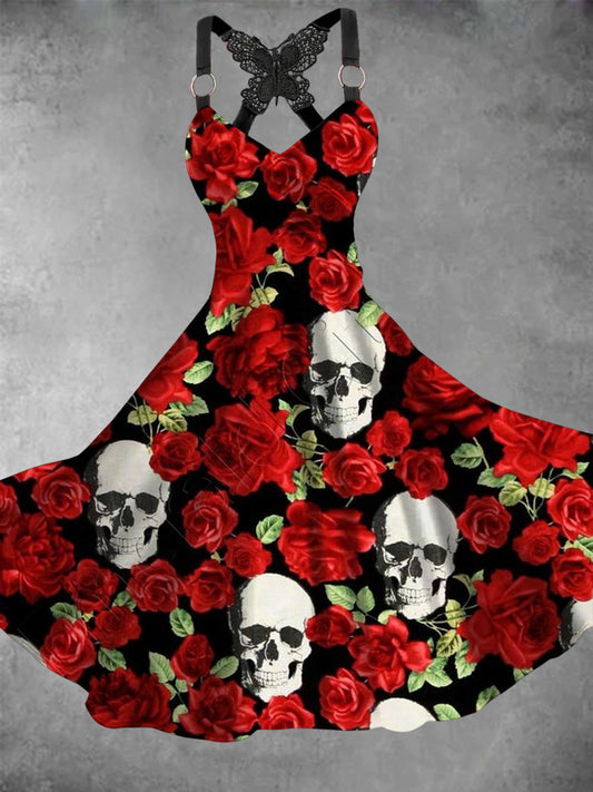 Robe décontractée vintage Skull Art pour femmes