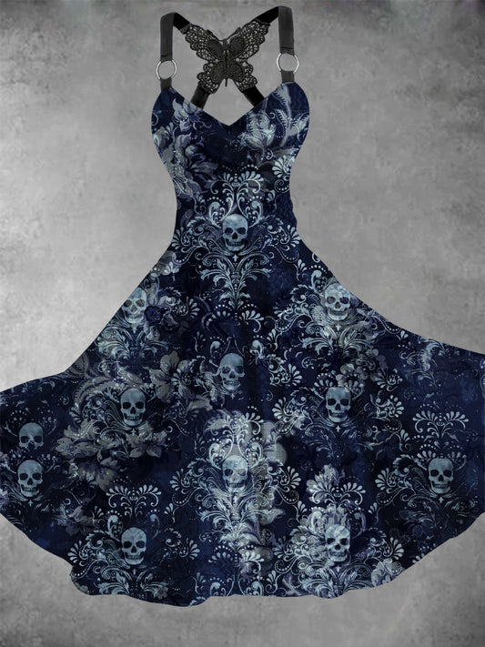 Robe décontractée vintage Skull Art pour femmes