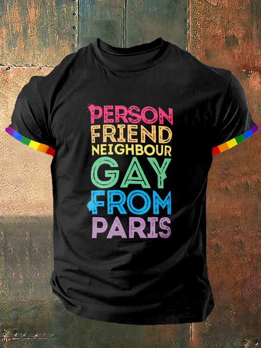 Proud Paris Print Vintage Fashion T-shirt à manches courtes pour hommes