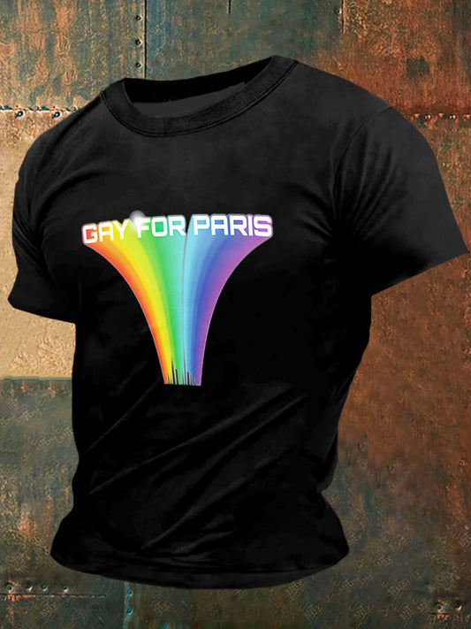 Gay For Paris Imprimer Vintage Fashion T-shirt à manches courtes
