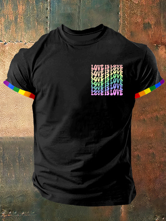 T-shirt à manches courtes Love Is Love Print Vintage Fashion pour hommes