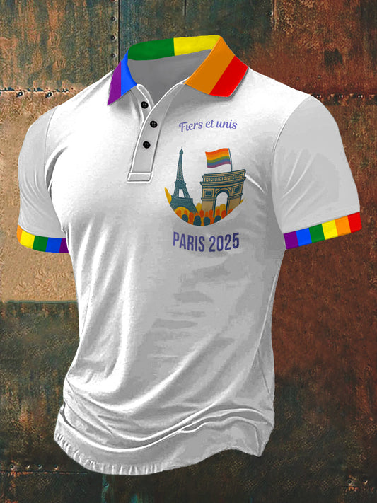 T-shirt à manches courtes Proud Of Paris Print Polo pour hommes