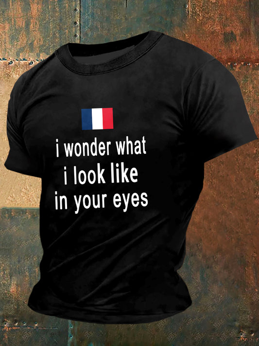 Je me demande à quoi je ressemble dans tes yeux Imprimer Vintage Fashion T-shirt à manches courtes