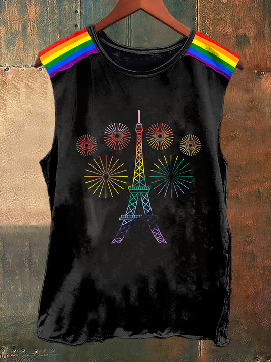 Fier Paris Print Vintage Fashion Débardeur sans manches pour hommes