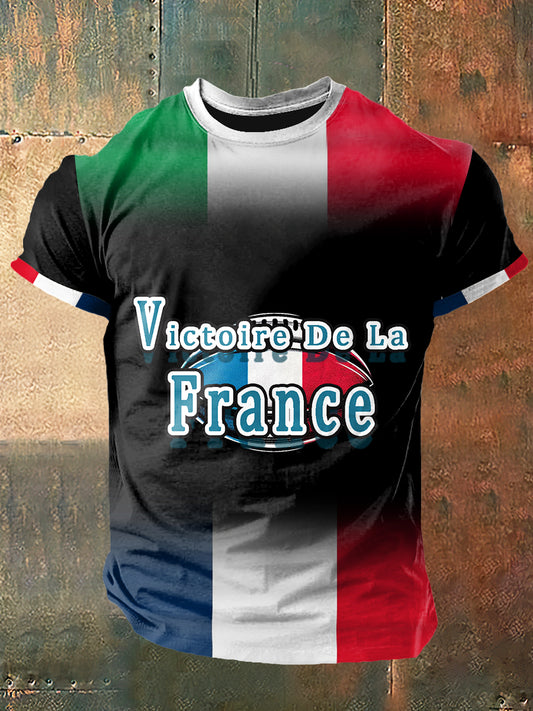 La victoire appartient à la France Imprimer Vintage Fashion T-shirt à manches courtes