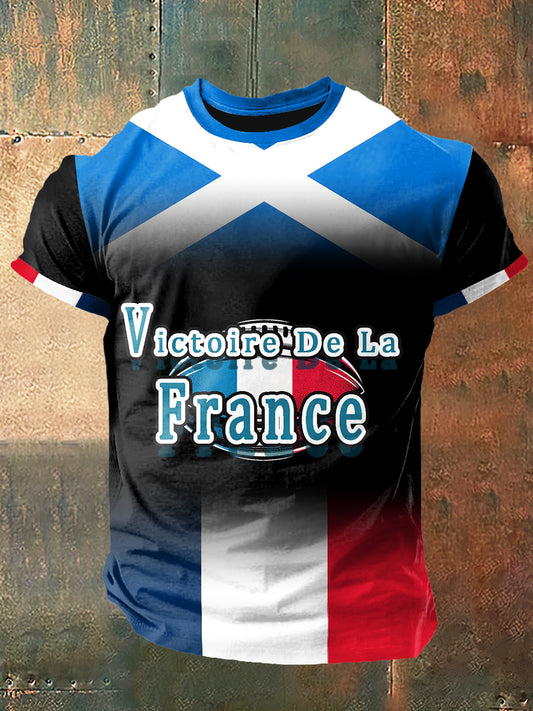 La victoire appartient à la France Imprimer Vintage Fashion T-shirt à manches courtes