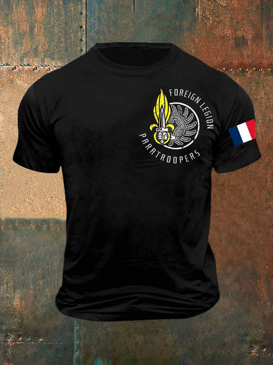 Men's Foreign Legion Print Vintage Fashion T-shirt à manches courtes