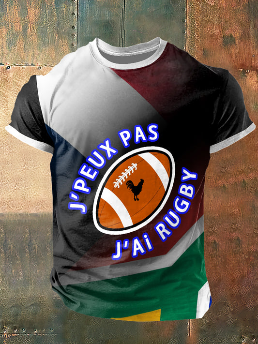 I Can't I Have Rugby Print Vintage Fashion T-shirt à manches courtes