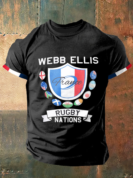 T-shirt à manches courtes Webb Ellis Print Vintage Fashion pour hommes