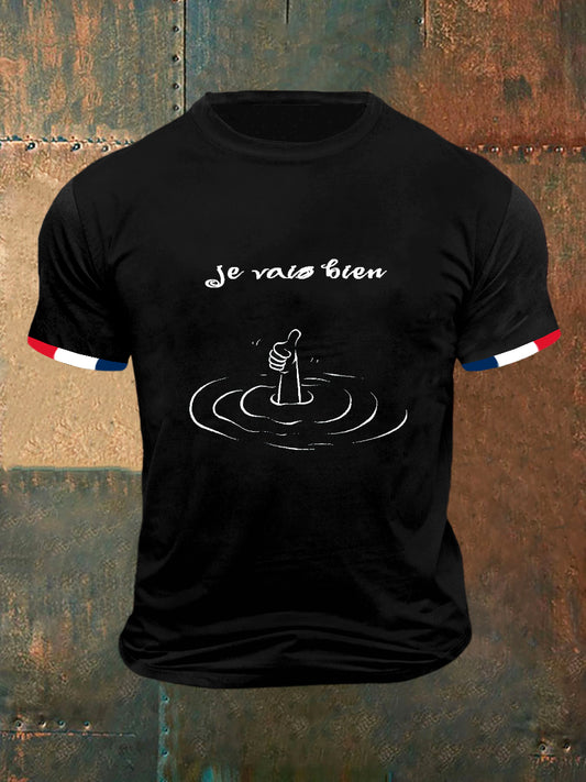 T-shirt à manches courtes Je Vair Bien Print Vintage Fashion Homme