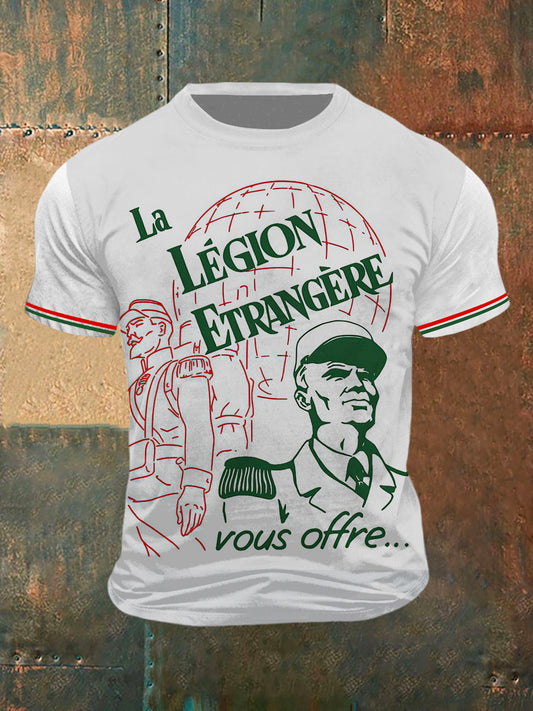 T-shirt à manches courtes La Legion Etrangere Print Vintage Fashion pour hommes