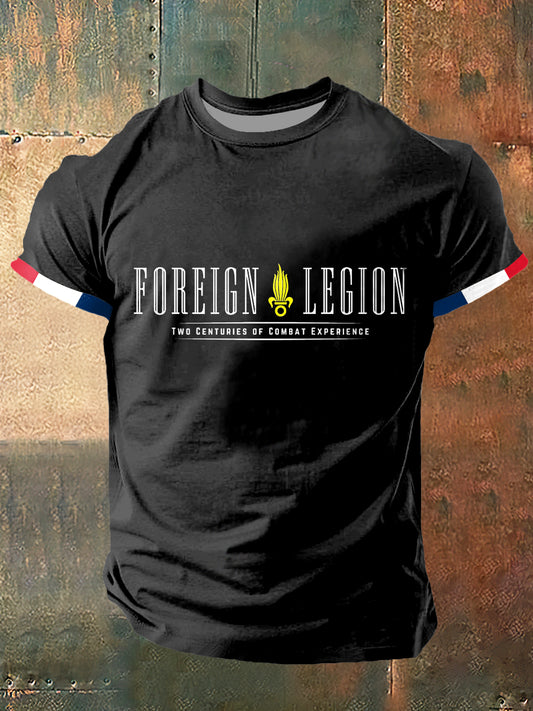 Men's Foreign Legion Print Vintage Fashion T-shirt à manches courtes