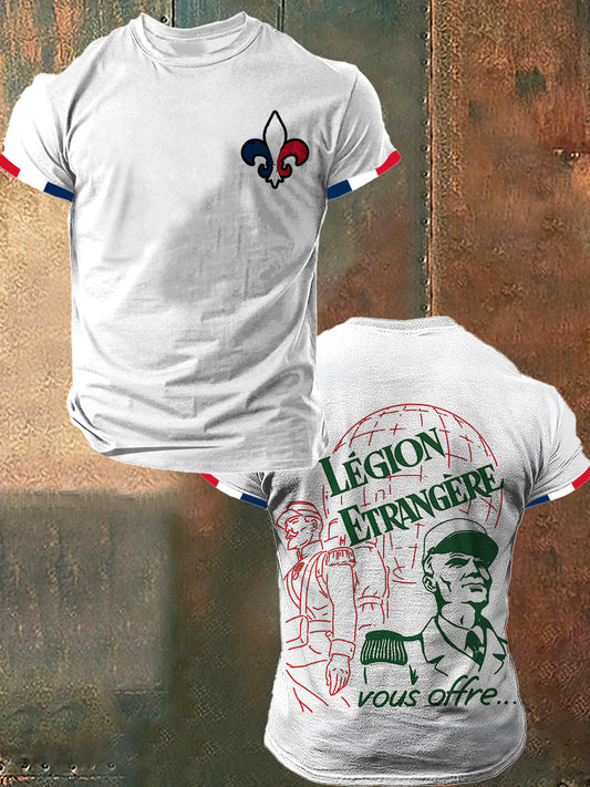 Legion Etrangere Print Vintage Fashion T-shirt à manches courtes pour hommes