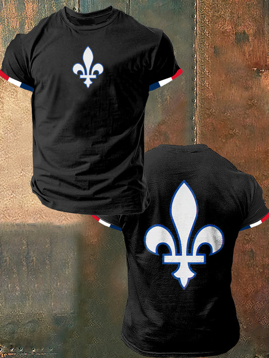 Iris Badge Print Vintage Fashion T-shirt à manches courtes pour hommes