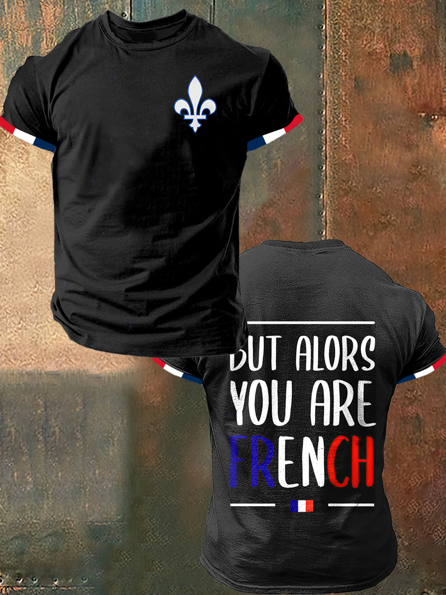 Vous êtes des hommes de mode Vintage imprimé Français T-shirt à manches courtes