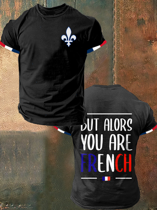 Vous êtes des hommes de mode Vintage imprimé Français T-shirt à manches courtes