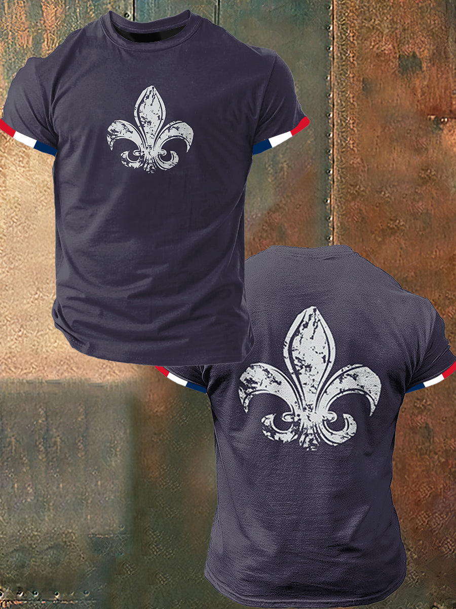 Iris Print Vintage Fashion T-shirt à manches courtes pour hommes