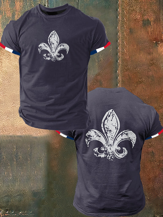 Iris Print Vintage Fashion T-shirt à manches courtes pour hommes