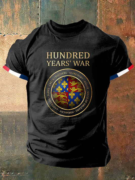 Cent ans guerre imprimer Vintage Fashion T-shirt à manches courtes pour hommes