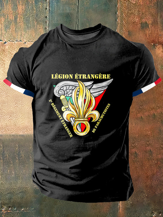 Legion Etrangere Print Vintage Fashion T-shirt à manches courtes pour hommes