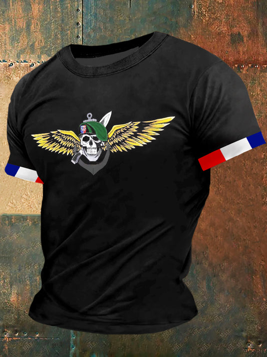 Legion Skull Print Vintage Fashion T-shirt à manches courtes pour hommes
