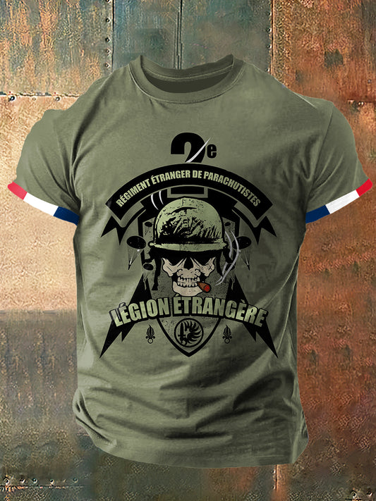 Legion Etrangere Print Vintage Fashion T-shirt à manches courtes pour hommes
