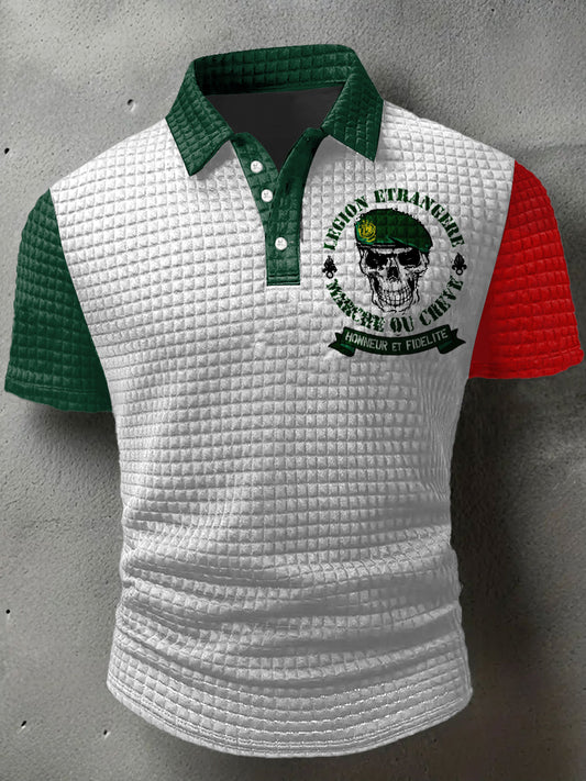 T-shirt à manches courtes à col polo et gaufré Legion Etrangere Marche Ou Creve Print