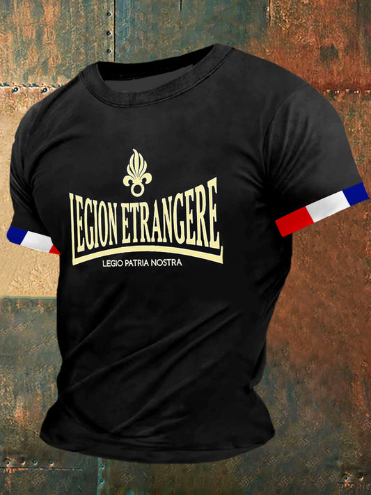 Legion Etrangere Print Vintage Fashion T-shirt à manches courtes pour hommes